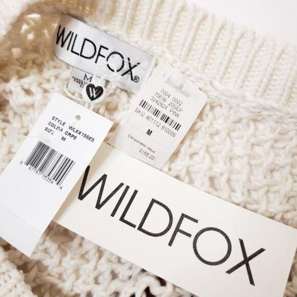 Wildfox NWT Color Me Beverly Chunky Knit Cropped Sweater pink cream red Med - Picture 3 of 12